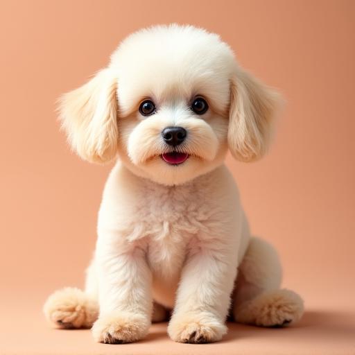 ふわふわのテディベアカットになったトイプードル